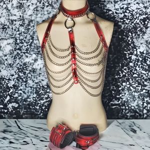 Leather and Chain Three Column Halter Harness